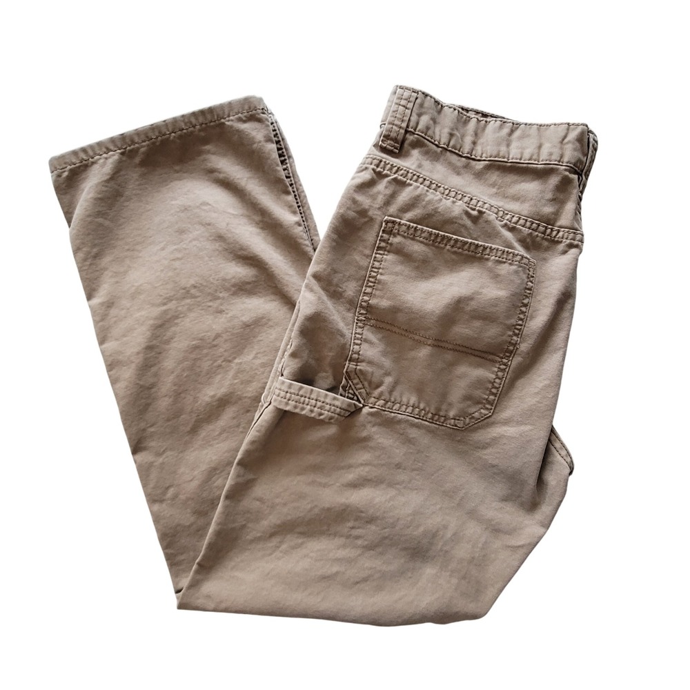 Blue Mountain Carpenter Pants Mens 32x32 Tan Cotton Canvas Hammer Loop Straight